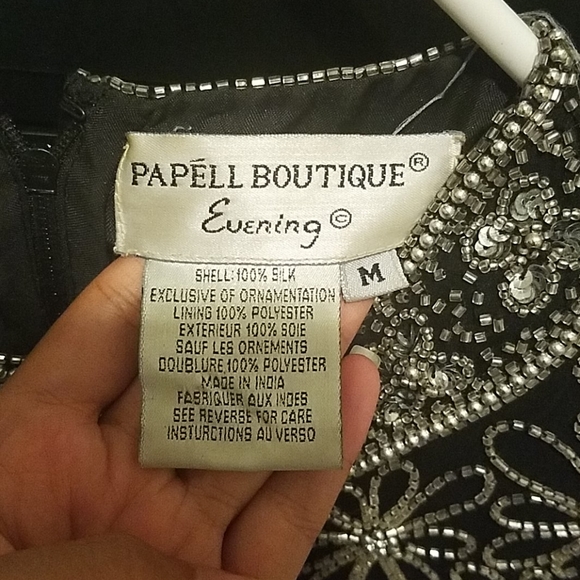 Papell Boutique Black and silver beaded top - Picture 3 of 3